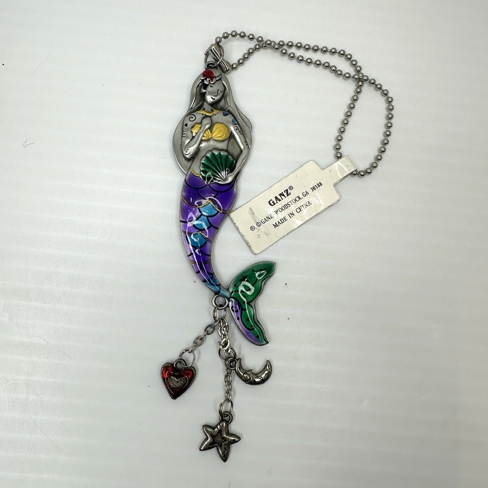Ganz Mermaid Keychain Metal Enamel Purple Tail Charm Beach Ocean Theme‎